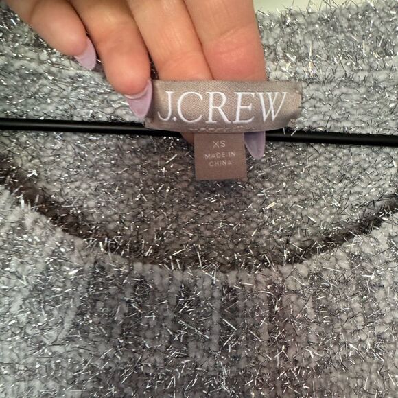 J. Crew Silver Gray Sparkle Crew Neck Sweater XS - Picture 4 of 6